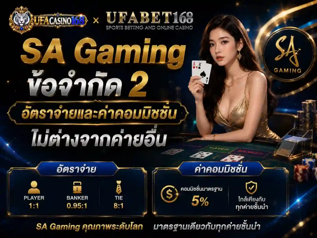 SA Gaming อัตราจ่ายและค่าคอมมิชชันไม่ต่างจากค่ายอื่น