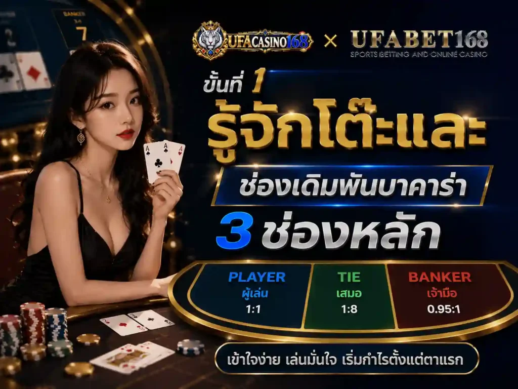 ขั้นที่1 รู้จักโต๊ะและ ช่องเดิมพันบาคาร่า 3ช่องหลัก